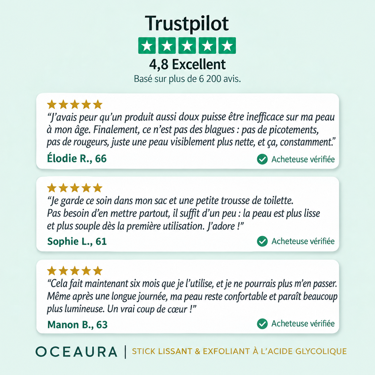 OCEAURA - Stick Lissant & Exfoliant à l’Acide Glycolique